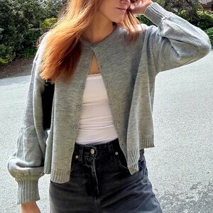 Grey Button Down Cardigan, Medium